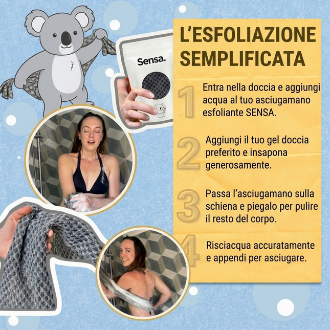 Asciugamano da doccia esfoliante Sensa™