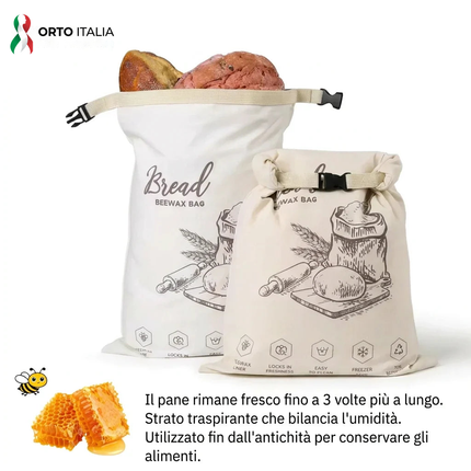 Sacchetto Portapane in Cera d'Api Biologica - 100% Cotone Bio