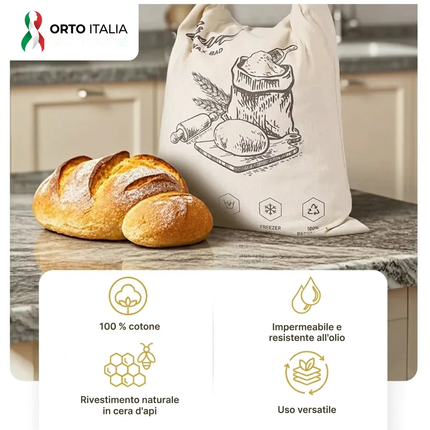 Sacchetto Portapane in Cera d'Api Biologica - 100% Cotone Bio