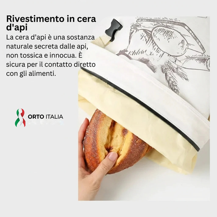 Sacchetto Portapane in Cera d'Api Biologica - 100% Cotone Bio