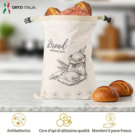 Sacchetto Portapane in Cera d'Api Biologica - 100% Cotone Bio